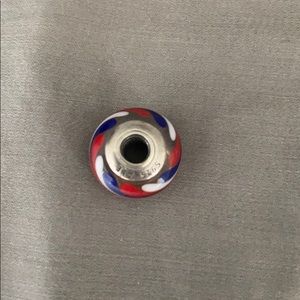 PANDORA red white and blue bead - swirl pattern
